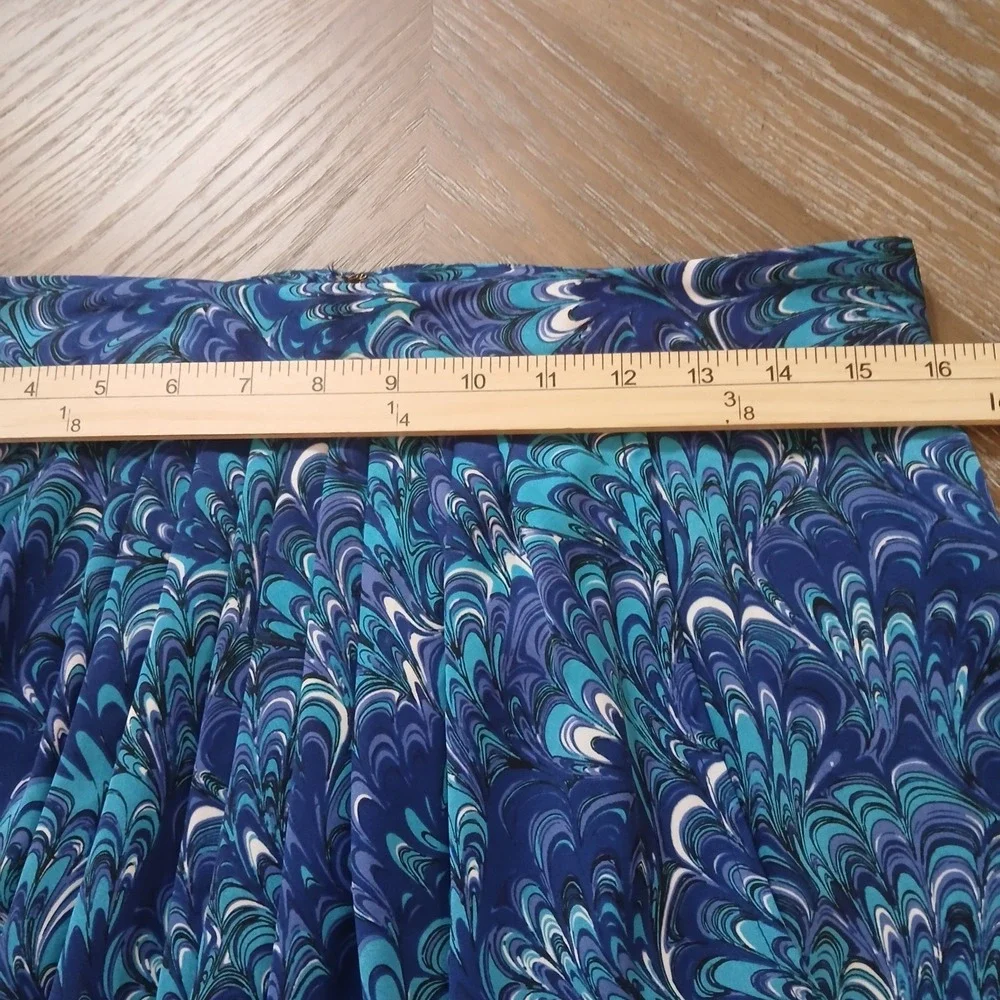 Michael Kors Short Skirt‎ Blue/TealPrint WaterfallFront Soft Pleats Sz 10P
